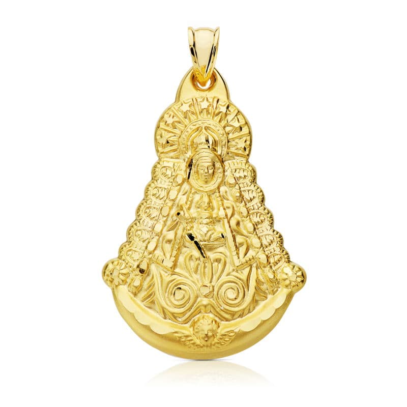 18K VIRGEN DEL ROCIO SILUETA 40X30 MM TALLADA