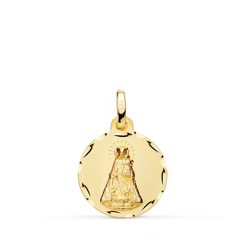 18K MEDALLA VIRGEN DE LOS DESAMPARADOS TALLADA 16 MM