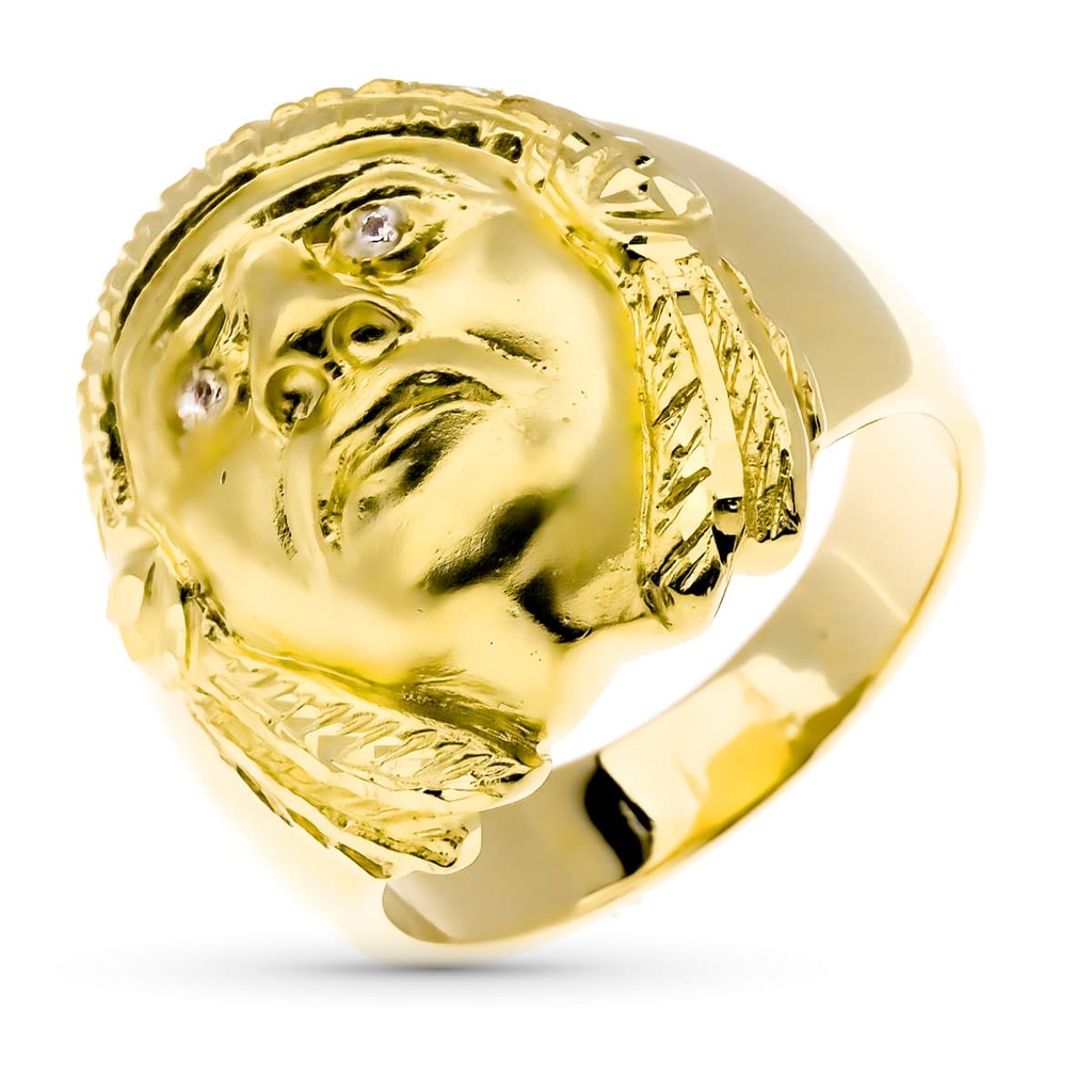 18K SELLO ORO AMARILLO INDIO AMERICANO ANCHO TOTAL 20 MM
