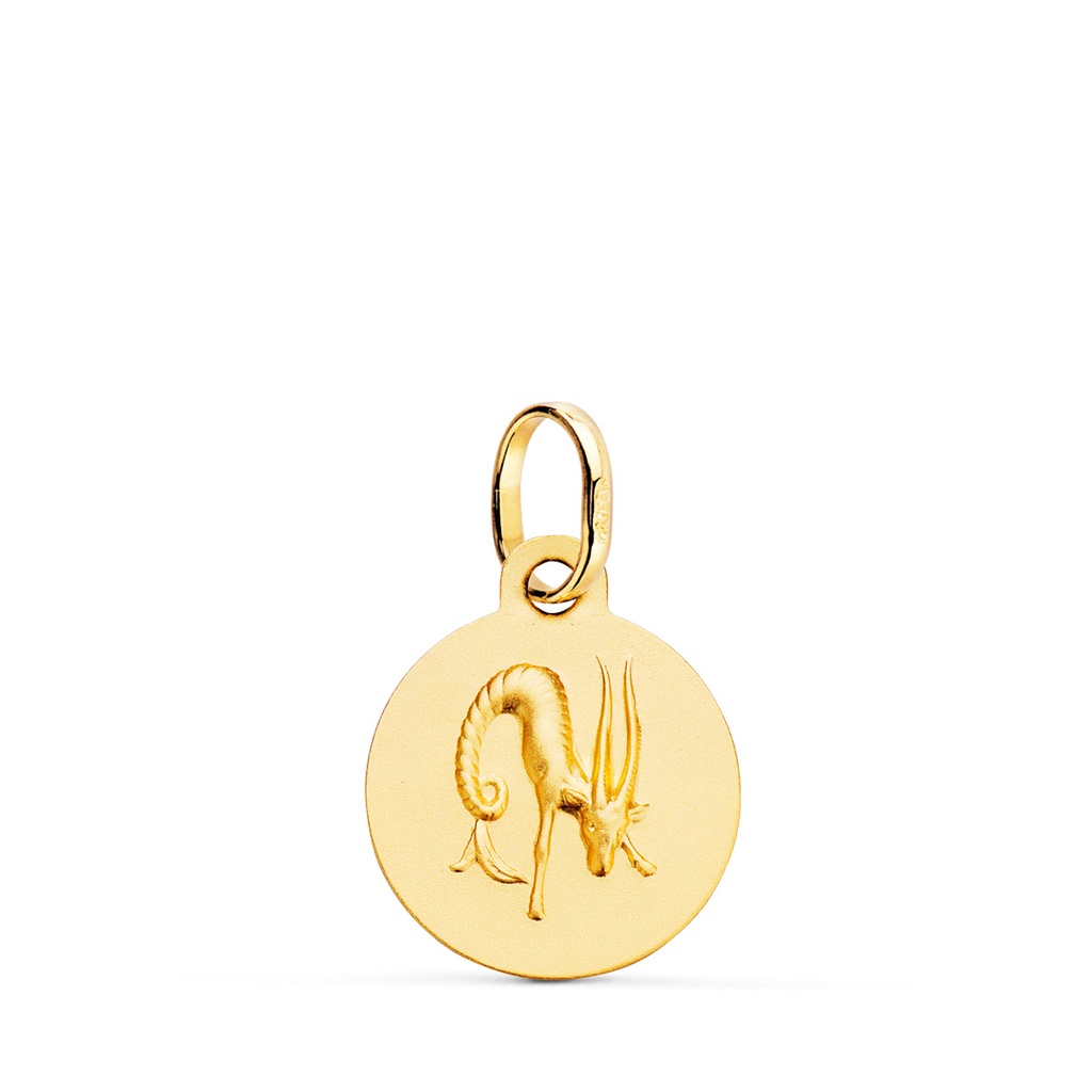 18K MEDALLA HOROSCOPO ORO AMARILLO CAPRICORNIO MATIZADA 13 MM