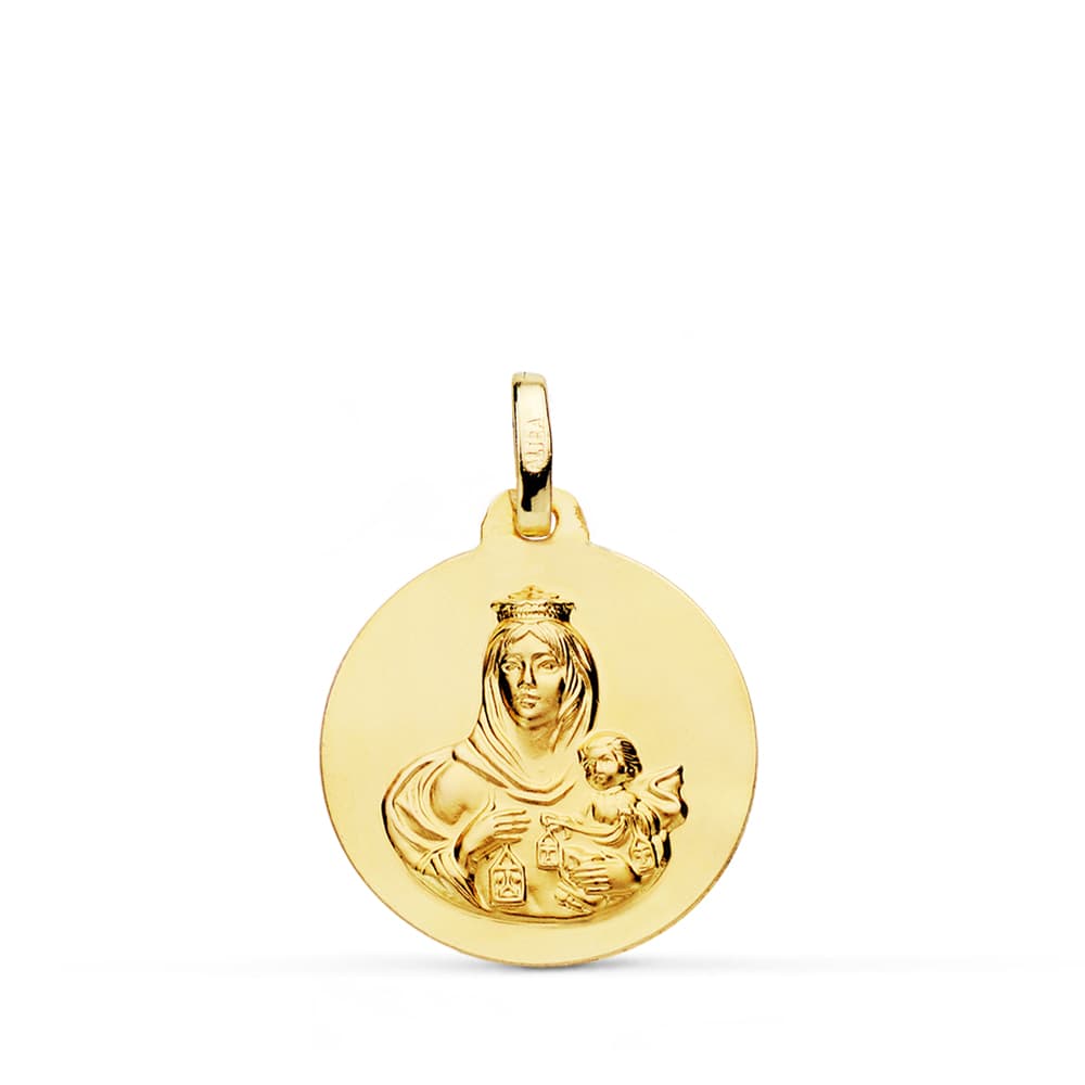 18K MEDALLA VIRGEN DEL CARMEN LISA 16 MM