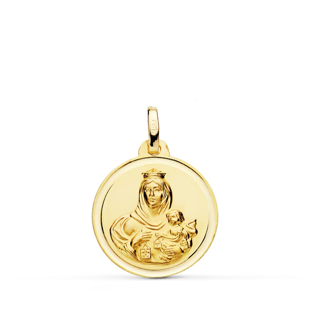18K MEDALLA VIRGEN DEL CARMEN BISEL 18 MM