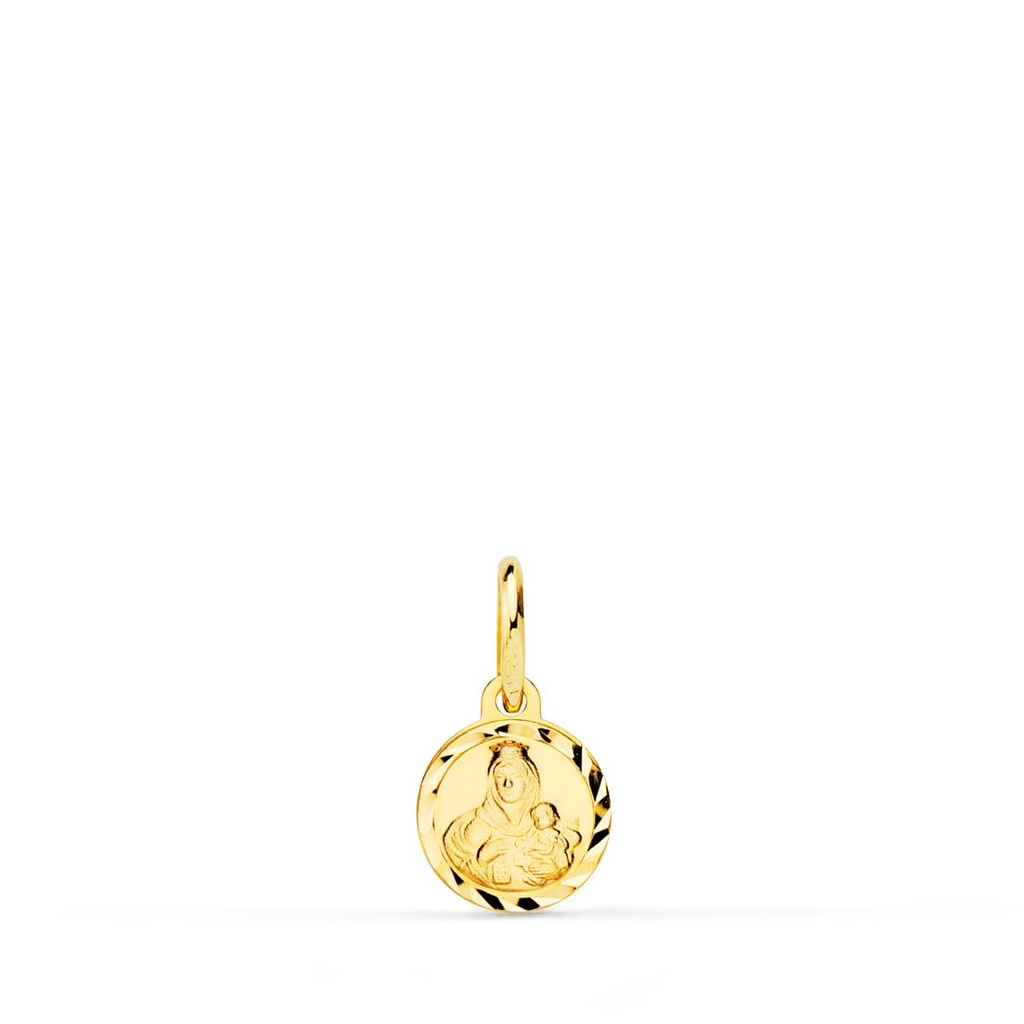 18K MEDALLA ORO AMARILLO MINI VIRGEN DEL CARMEN TALLADA 8 MM