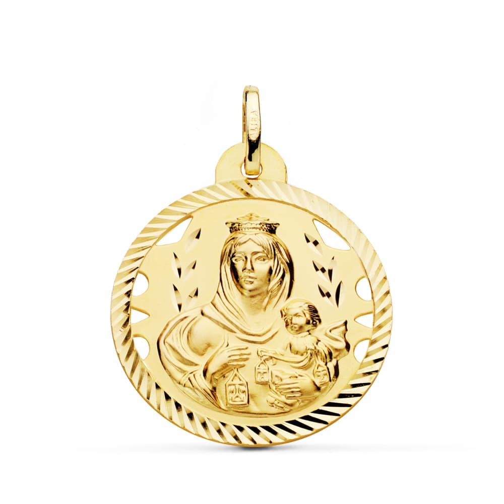 18K MEDALLA VIRGEN DEL CARMEN CALADA HELICE 26 MM