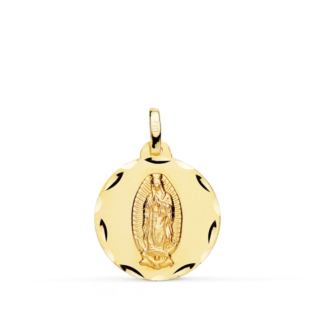 18K MEDALLA VIRGEN DE GUADALUPE TALLADA 18 MM