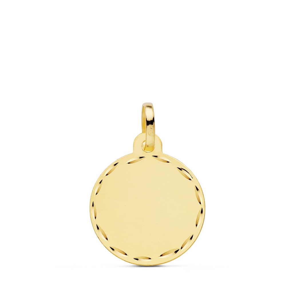 18K CHAPA DISCO LISO MATE TALLADO 16 MM
