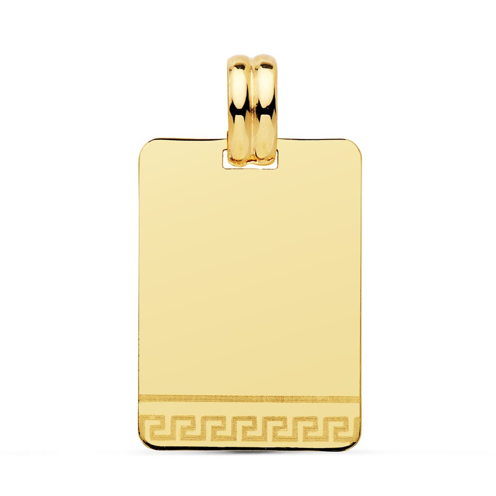 18K CHAPA ORO AMARILLO EN BRILLO GRECA 24X17 MM