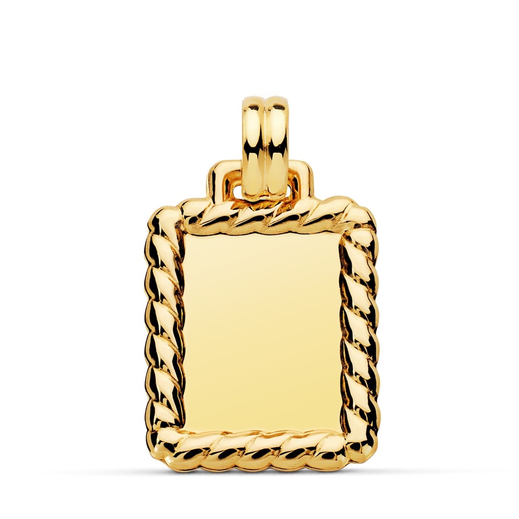 18K CHAPA BRILLO CON BORDE 24X20 MM
