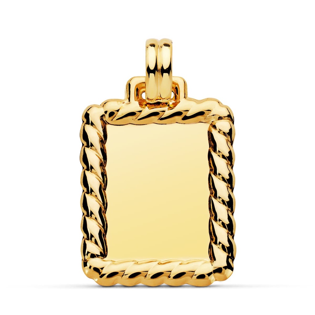 18K CHAPA ORO AMARILLO EN BRILLO CON BORDE 28X23 MM