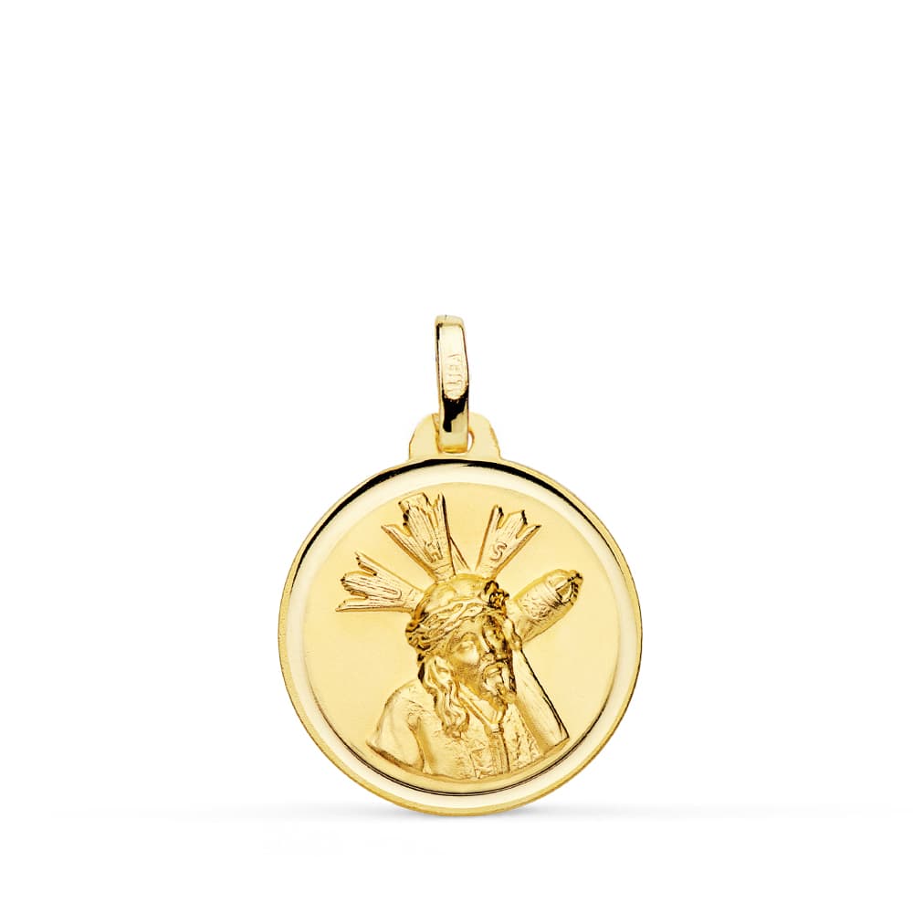 18K MEDALLA CRISTO DEL GRAN PODER BISEL 18 MM