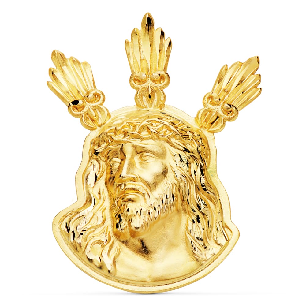 18K COLGANTE CABEZA DE CRISTO POTENCIAS 38X29 MM