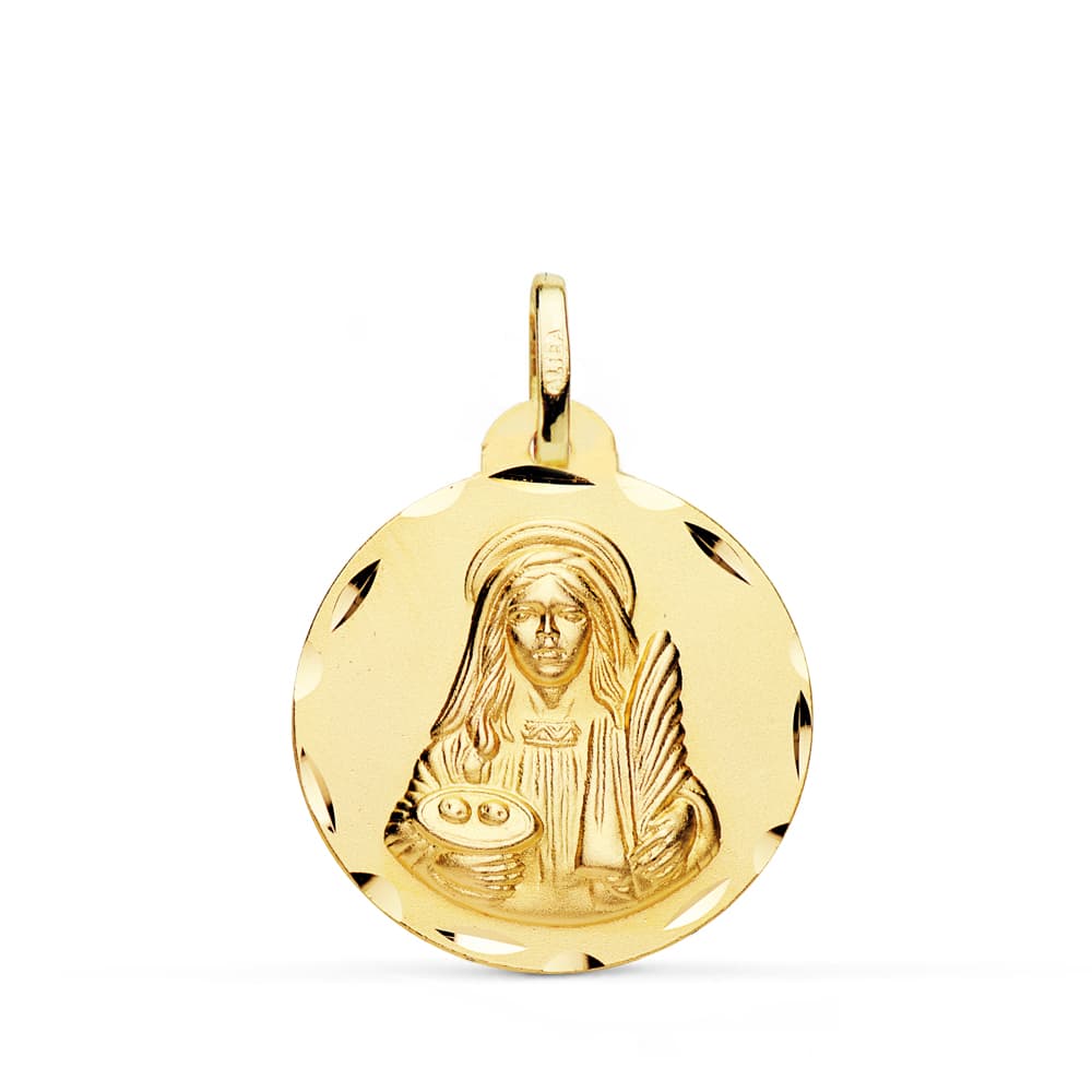 18K MEDALLA SANTA LUCIA TALLADA 22 MM