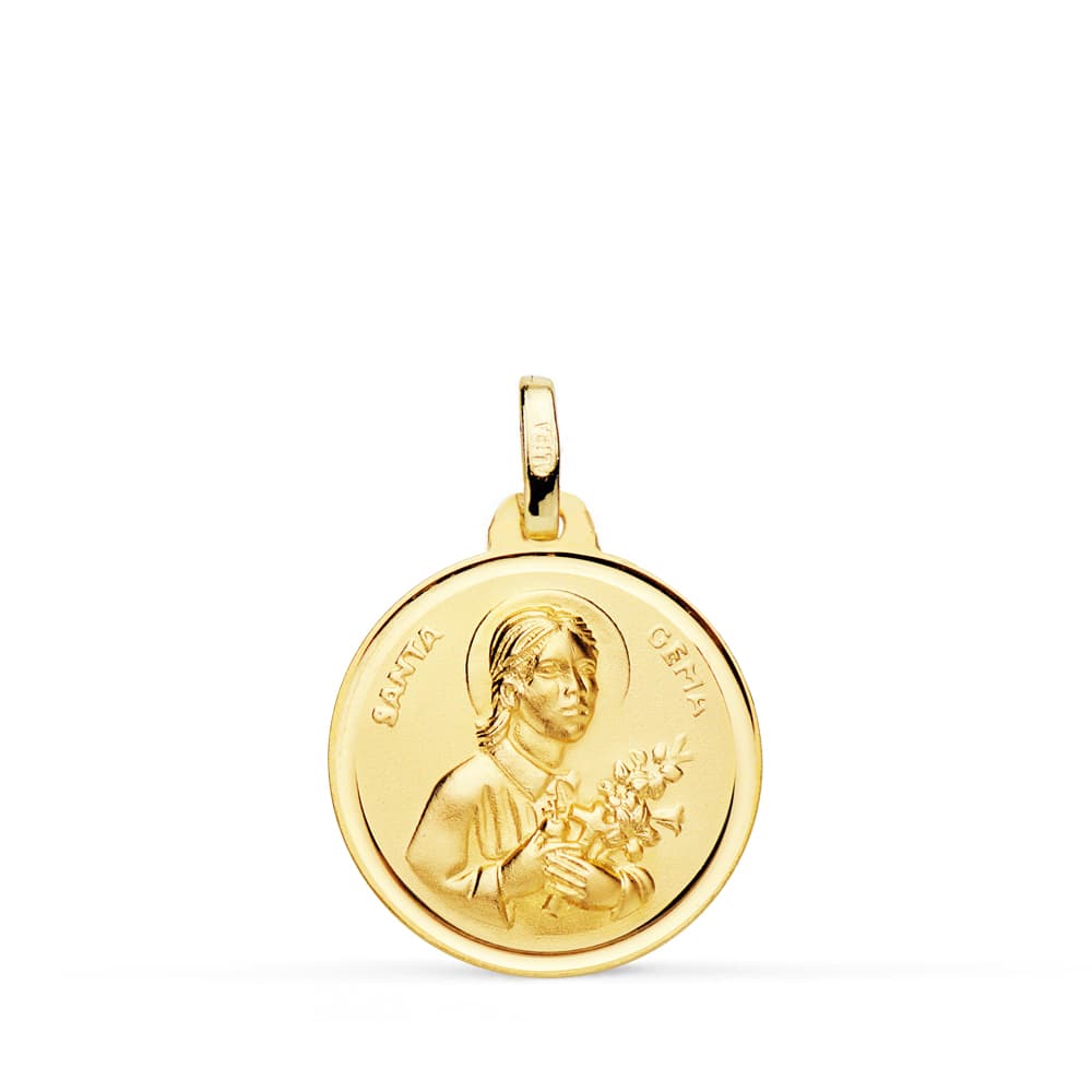 18K MEDALLA SANTA GEMA BISEL 18 MM