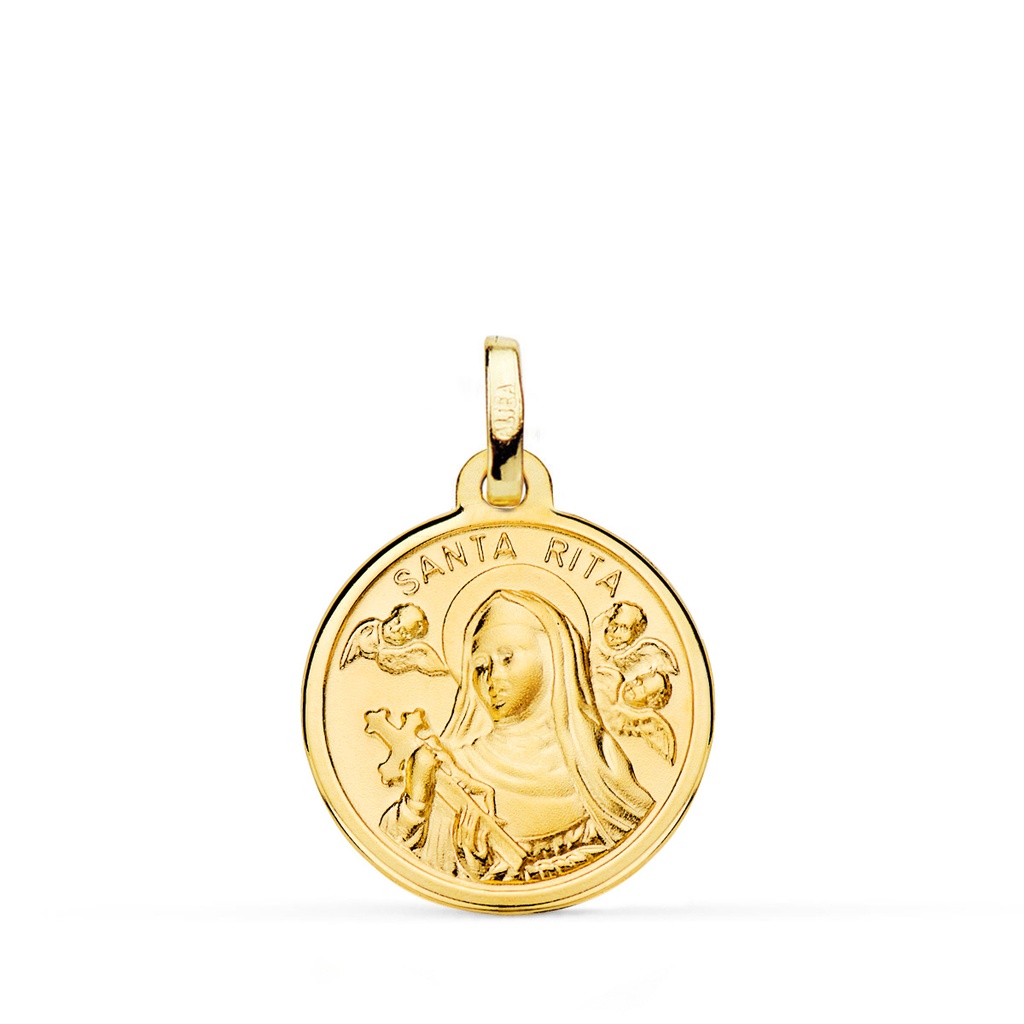 18K MEDALLA ORO AMARILLO SANTA RITA FILO PULIDO 18 MM