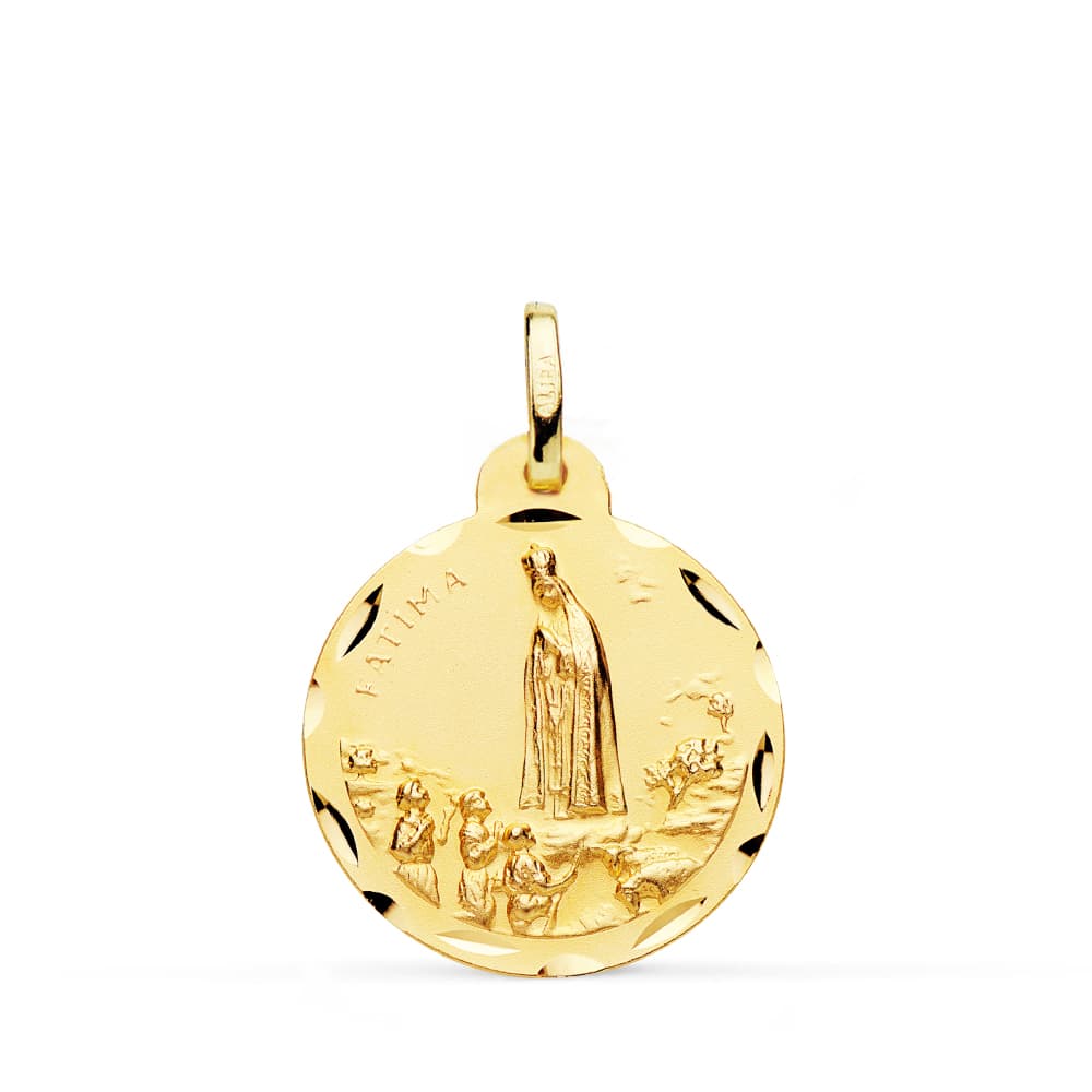 18K MEDALLA VIRGEN DE FATIMA TALLADA 20 MM
