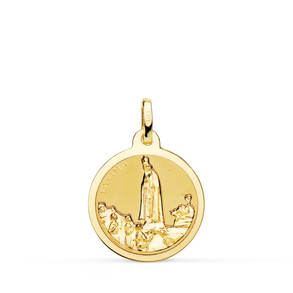18K MEDALLA VIRGEN DE FATIMA BRILLO 18 MM