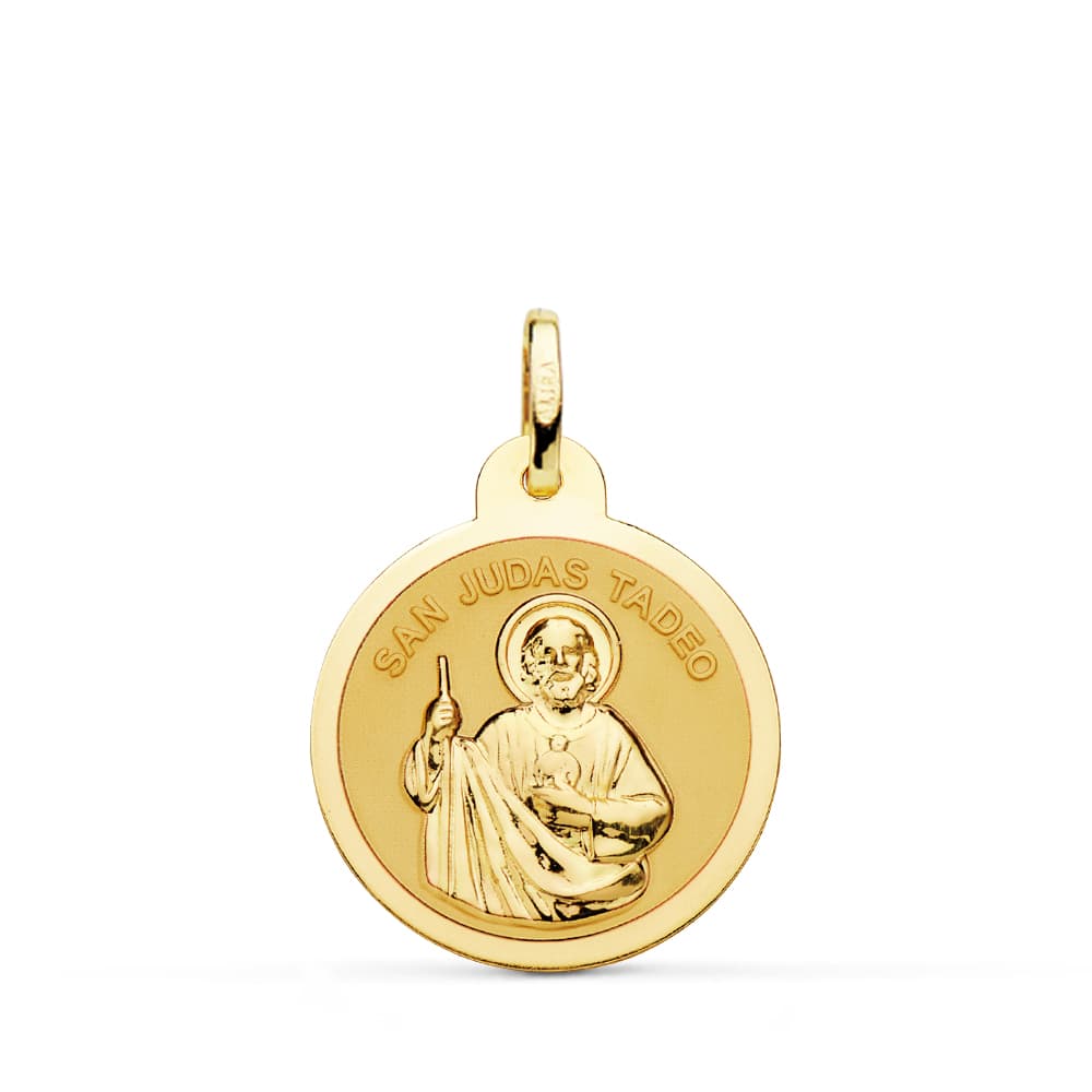18K MEDALLA SAN JUDAS TADEO EN BRILLO 18 MM