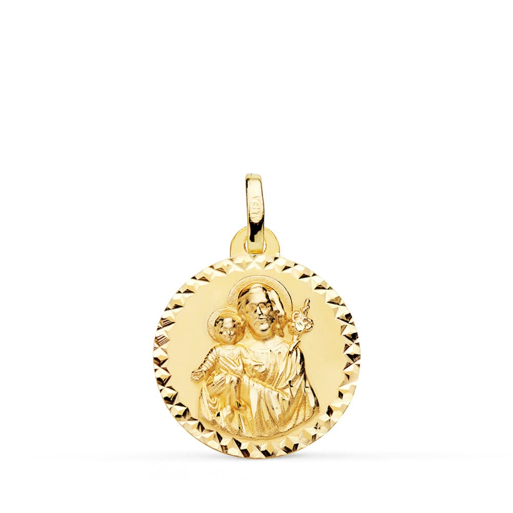 18K MEDALLA SAN JOSE TALLA CRUZADA 18 MM