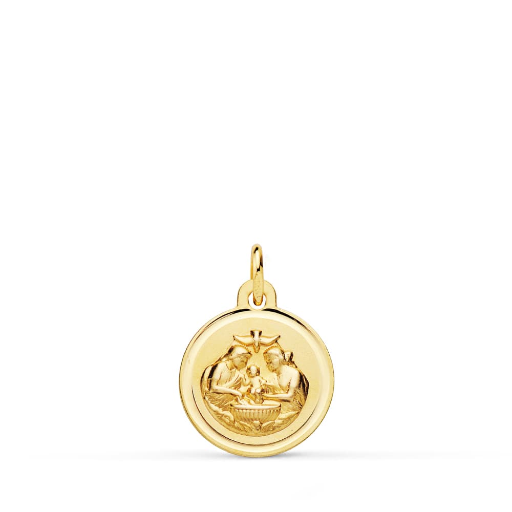 18K MEDALLA NUEVO BAUTISMO BISEL 12 MM