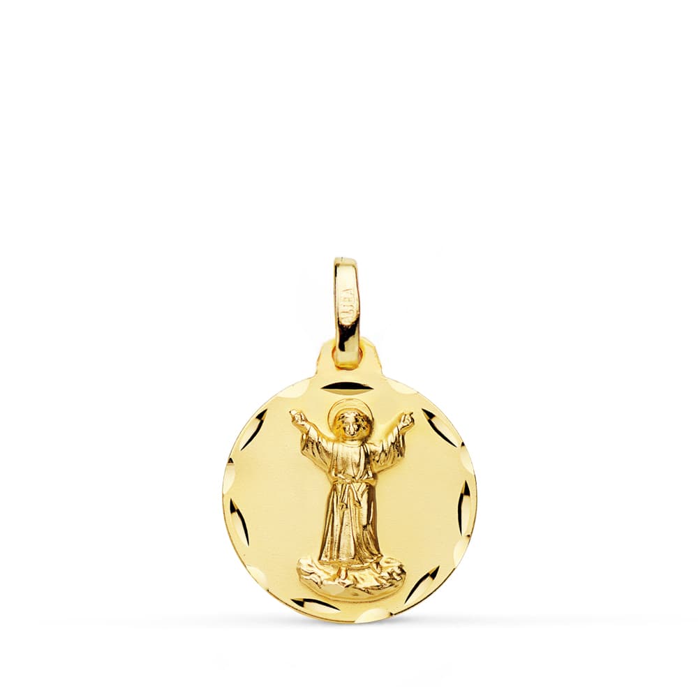 18K MEDALLA DIVINO NIÑO TALLADA 16 MM