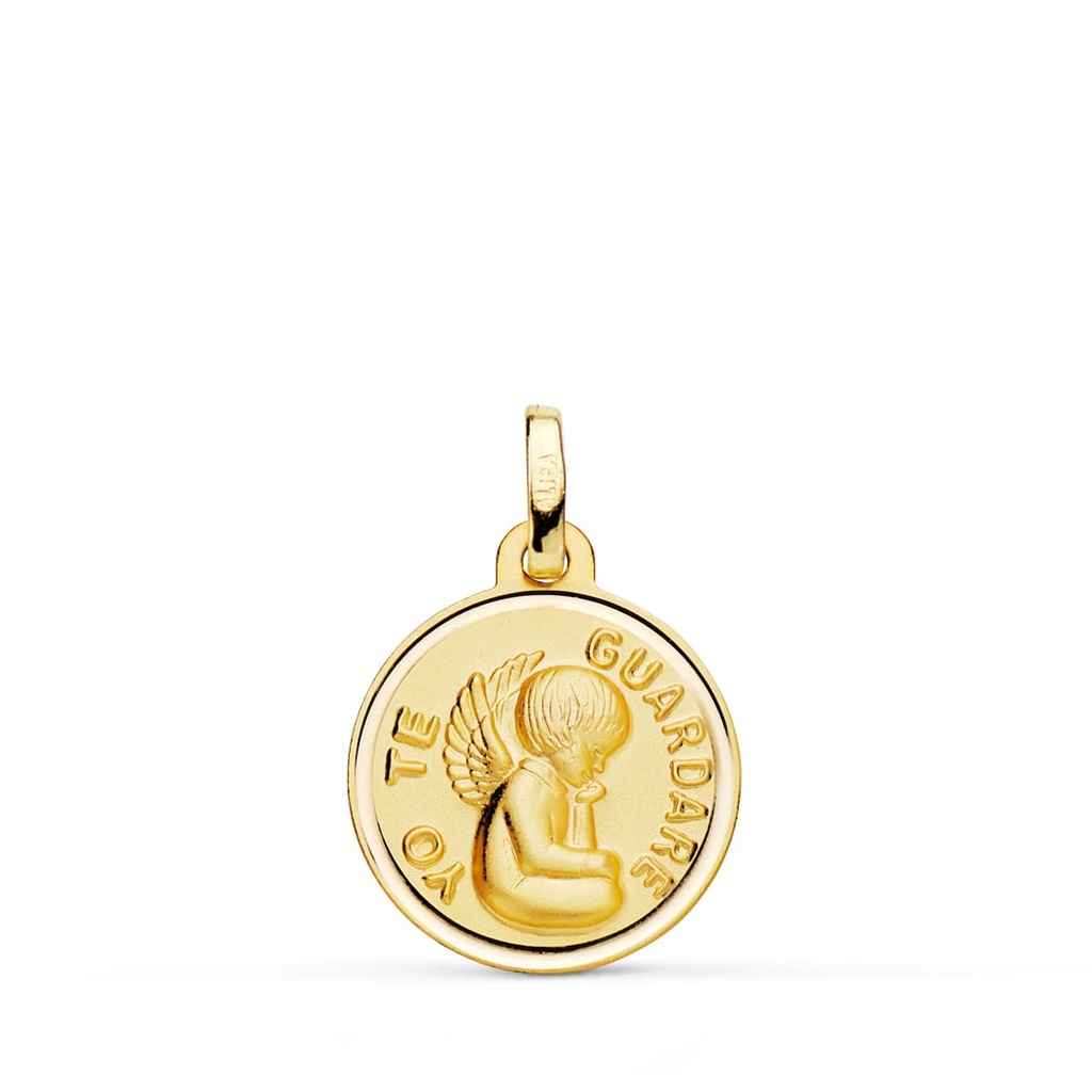 18K MEDALLA ANGEL  YO TE GUARDARE  BISEL 16 MM