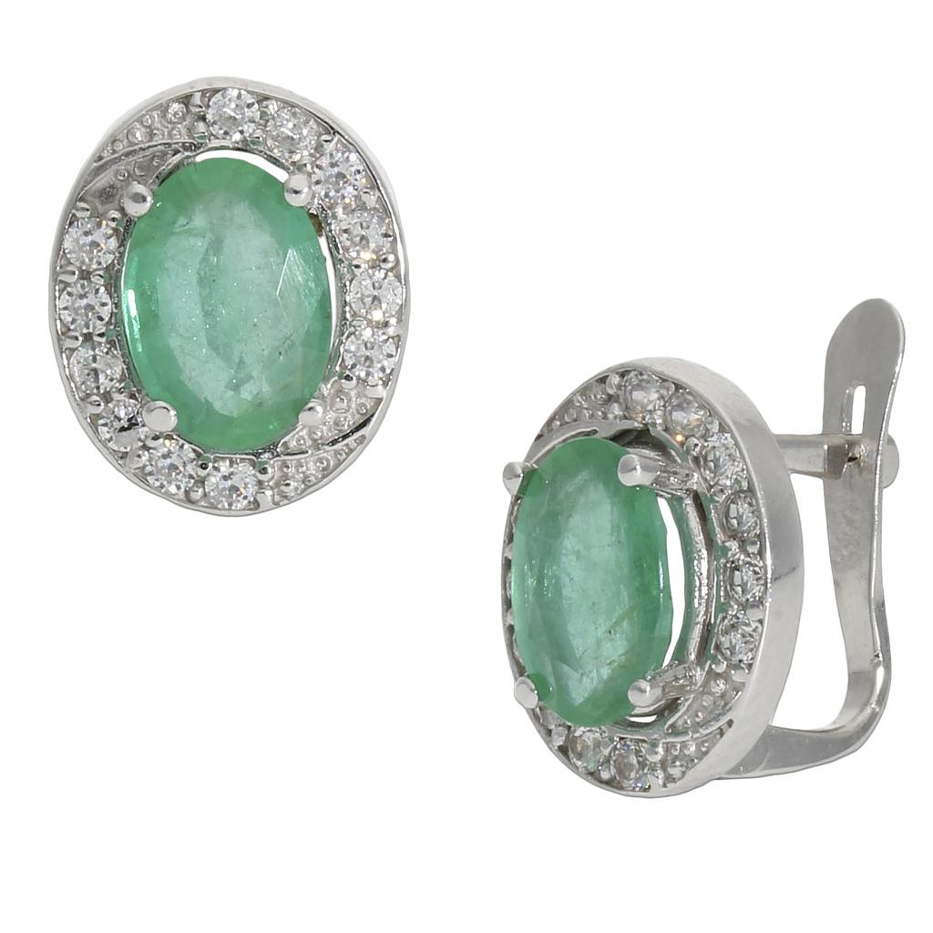 Pendientes oro blanco 18 kt esmeraldas finas