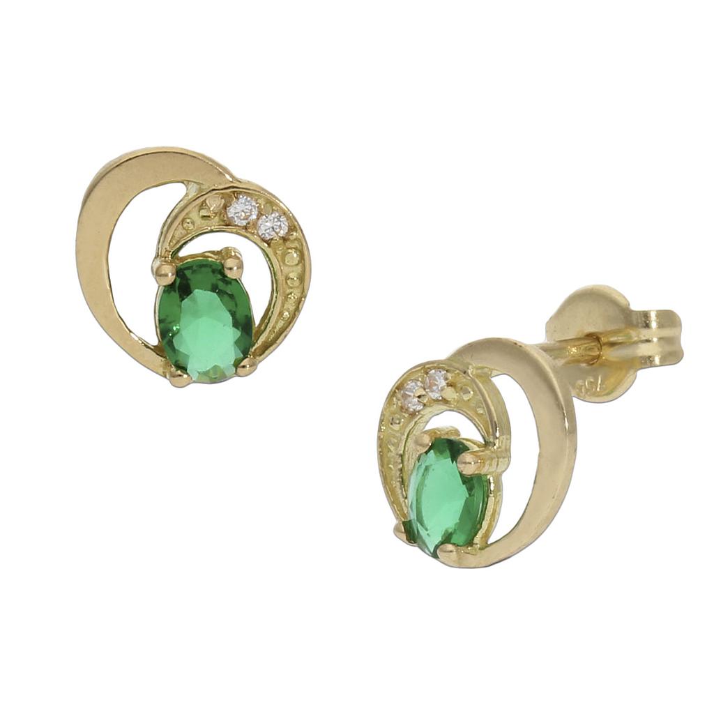 Pendientes oro 18 kt verde