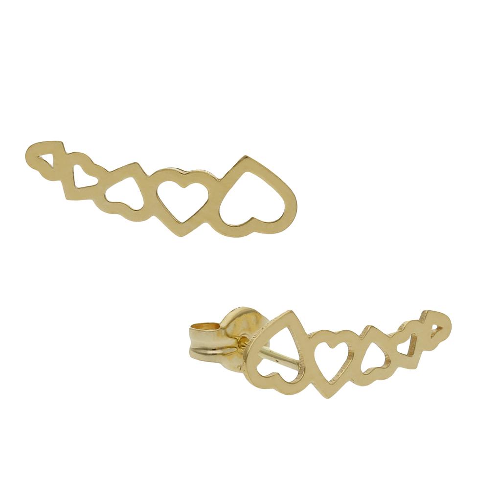 Pendientes oro 18 kt trepadores corazones 