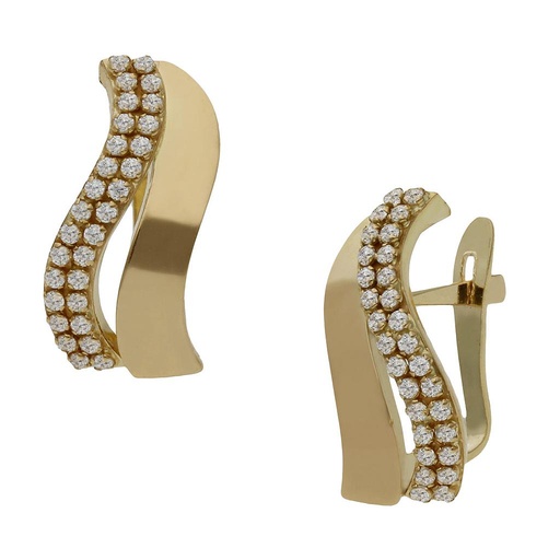 [P1455] Pendientes oro 18 kt ondas circonitas - 5x15mm