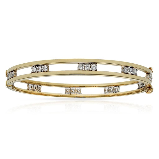 [PU976] Brazalete oro 18 kt bicolor circonitas