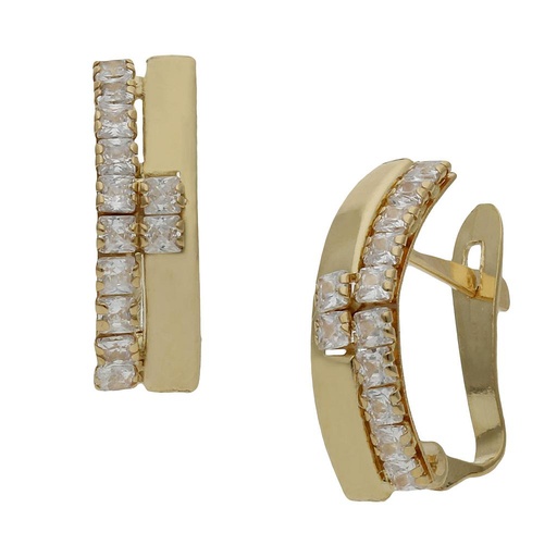 [P1447] Pendientes oro 18 kt circonitas - 4x14mm