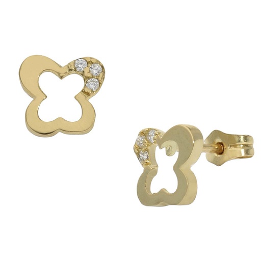 [P1052] PENDIENTES ORO 18KL MARIPOSA CIRCONITAS - 8X7MM