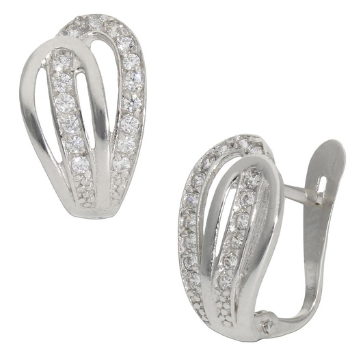 [P1250] Pendientes oro blanco 18 kt circonitas