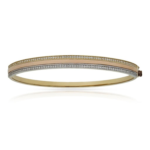 [PU1009] Brazalete oro 18 kt tricolor circonitas