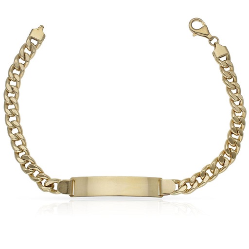 [PU275] Pulsera oro 18 kt hueca barbada placa