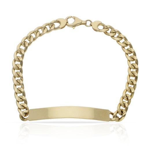 [PU638] Pulsera oro 18 kt barbada fundida placa 