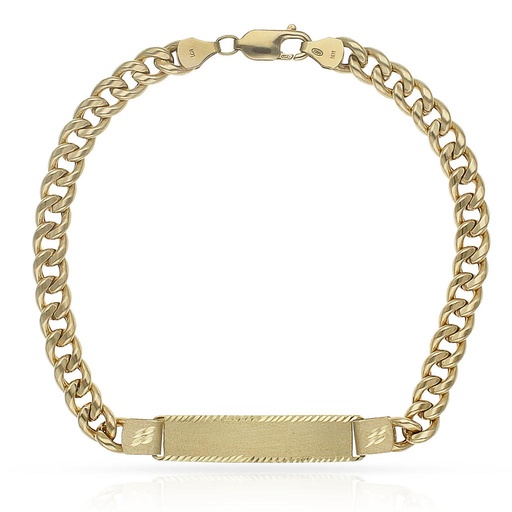 [PU482] Pulsera oro 18 kt hueca barbada placa