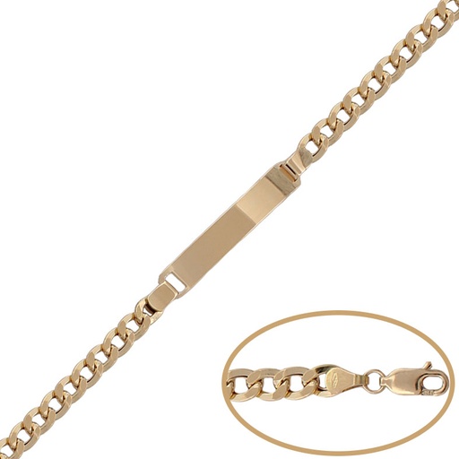 [PU1235] Pulsera oro 18 kt placa barbada 5mm