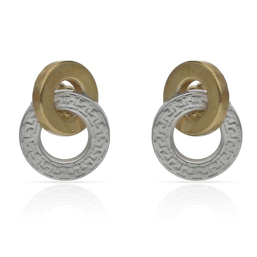 [P1513] Pendientes oro 18 kt bicolor tallados