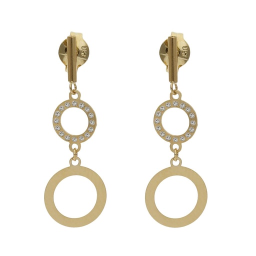 [P1487] Pendientes oro 18 kt circonitas - 8x24 mm