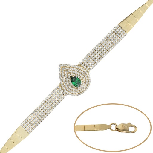 [PU775] Pulsera oro 18 kt verde y circonitas