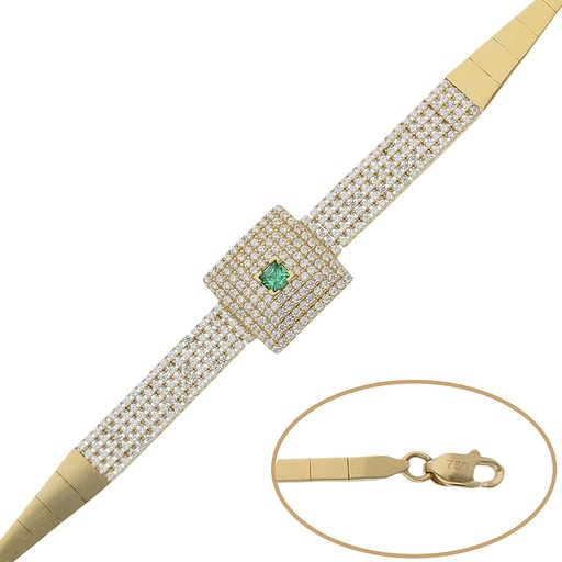[PU773] Pulsera oro 18 kt verde y circonitas