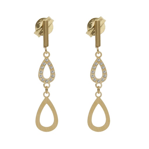 [P1483] Pendientes oro 18 kt circonitas - 5x22mm