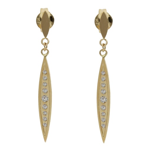 [P1489] Pendientes oro 18 kt circonitas - 3x30mm