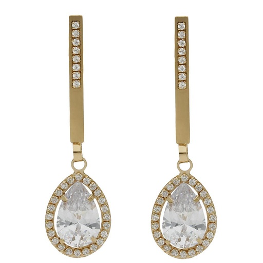 [P1467] Pendientes oro 18 kt circonitas - 9x35mm