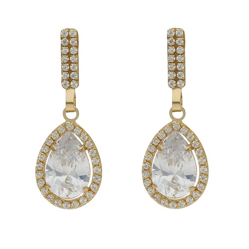 [P1465] Pendientes oro 18 kt circonitas - 9x25mm