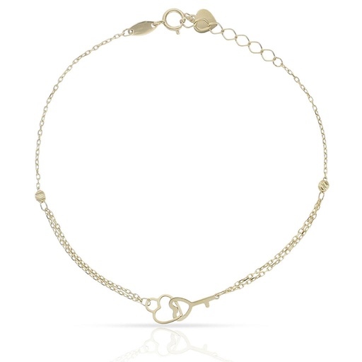 [PU1416] Pulsera oro 18 kt llave + corazon