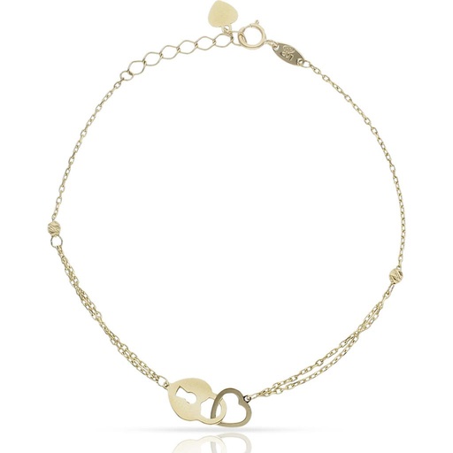 [PU1413] Pulsera oro 18 kt candado + corazon