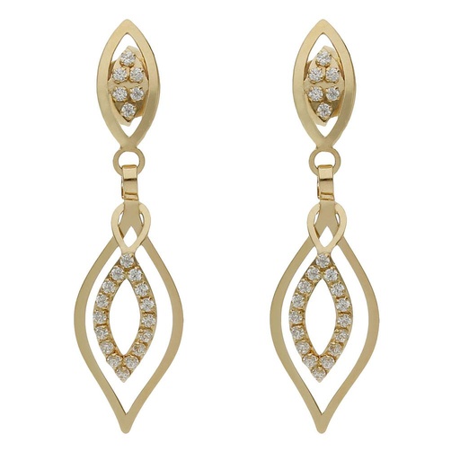 [P1466] Pendientes oro 18 kt circonitas - 8x30mm