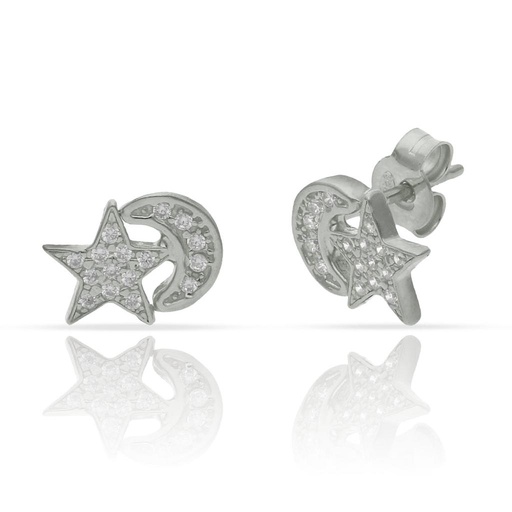 [AG1746] PENDIENTES PLATA 925MM ESTRELLA + LUNA CIRCONITAS - 10X7MM